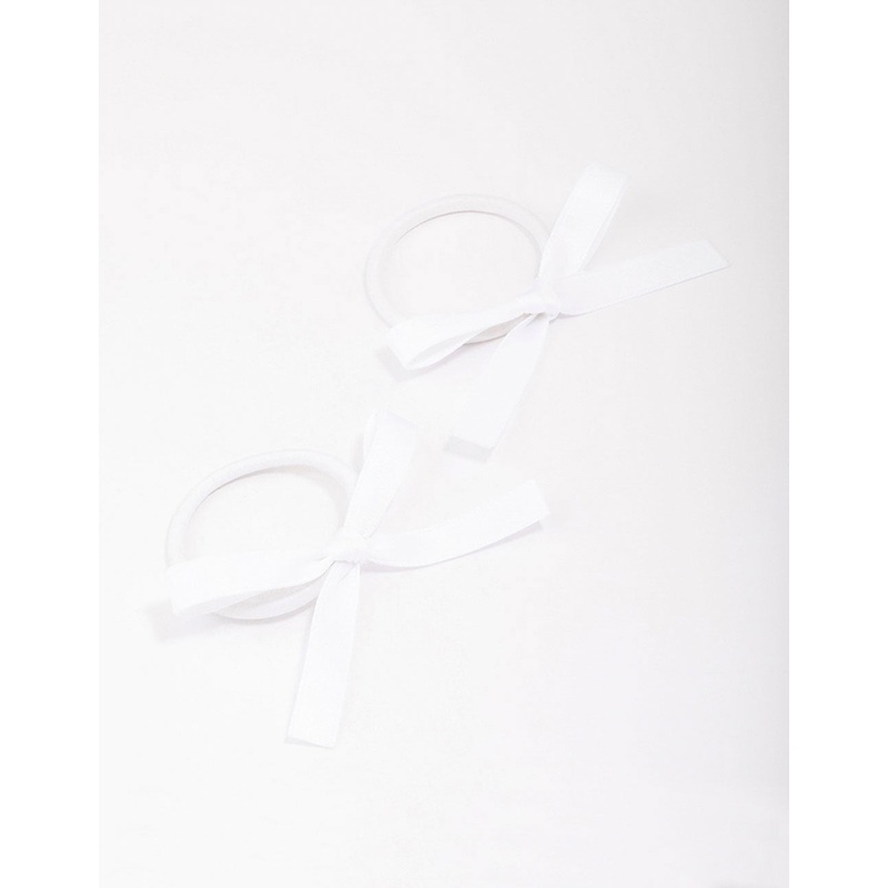 White Mini Bow Hair Tie Pack