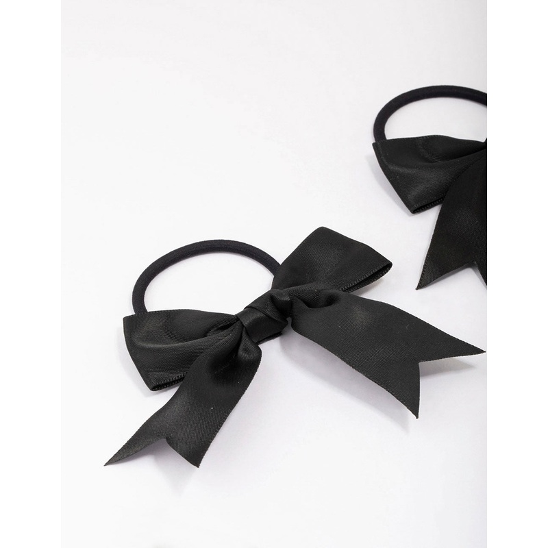 Black Medium Bow Hair Tie Pack
