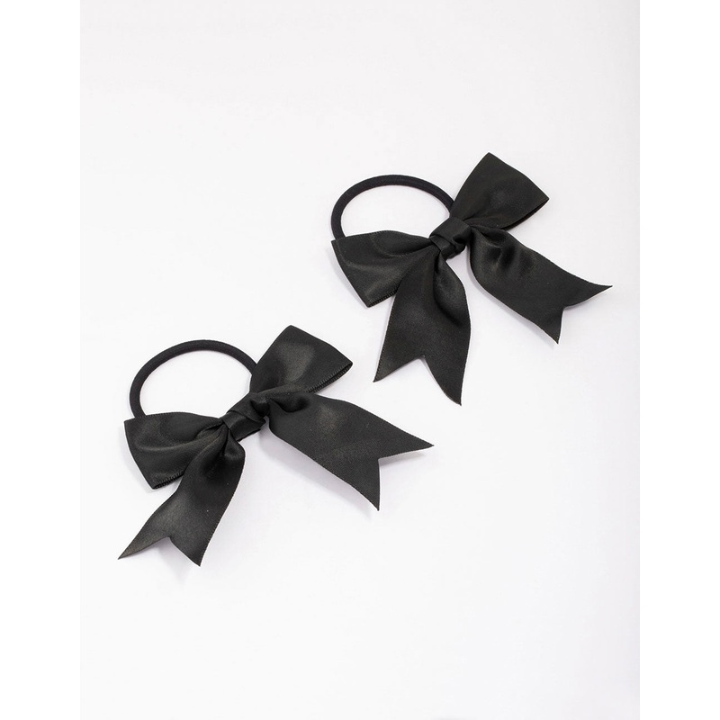 Black Medium Bow Hair Tie Pack