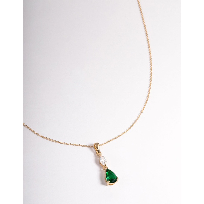 Gold Plated Sterling Silver Marquise & Pear Pendant Necklace