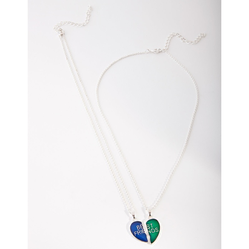Kids Silver Mood Heart BFF Necklace Pack