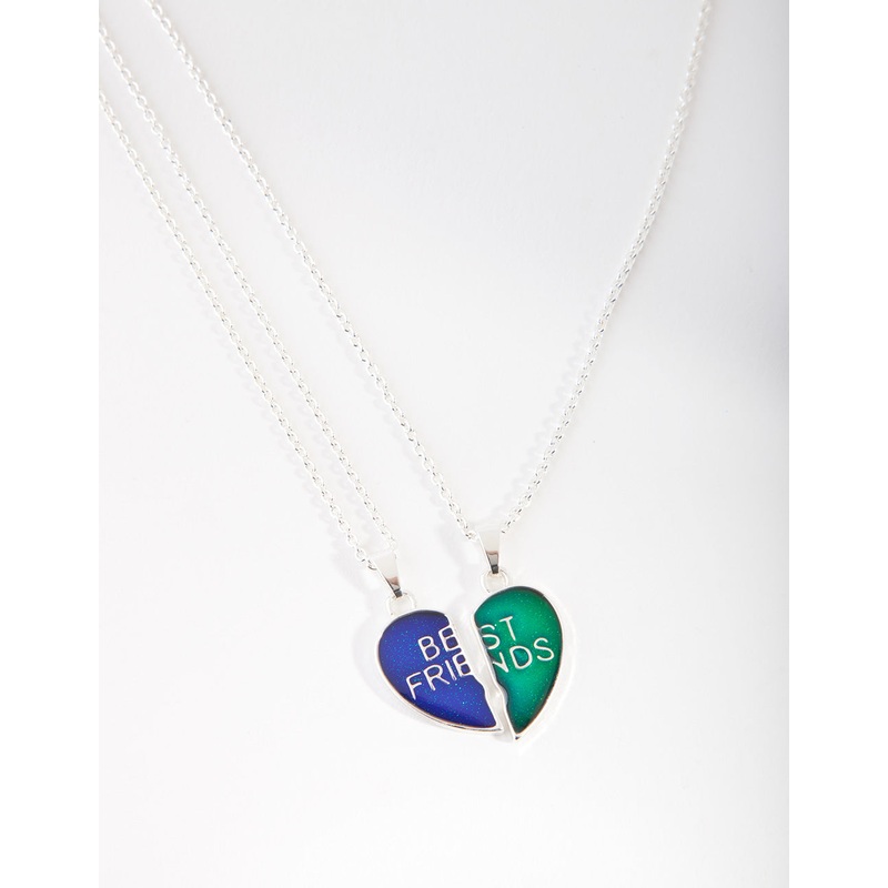 Kids Silver Mood Heart BFF Necklace Pack