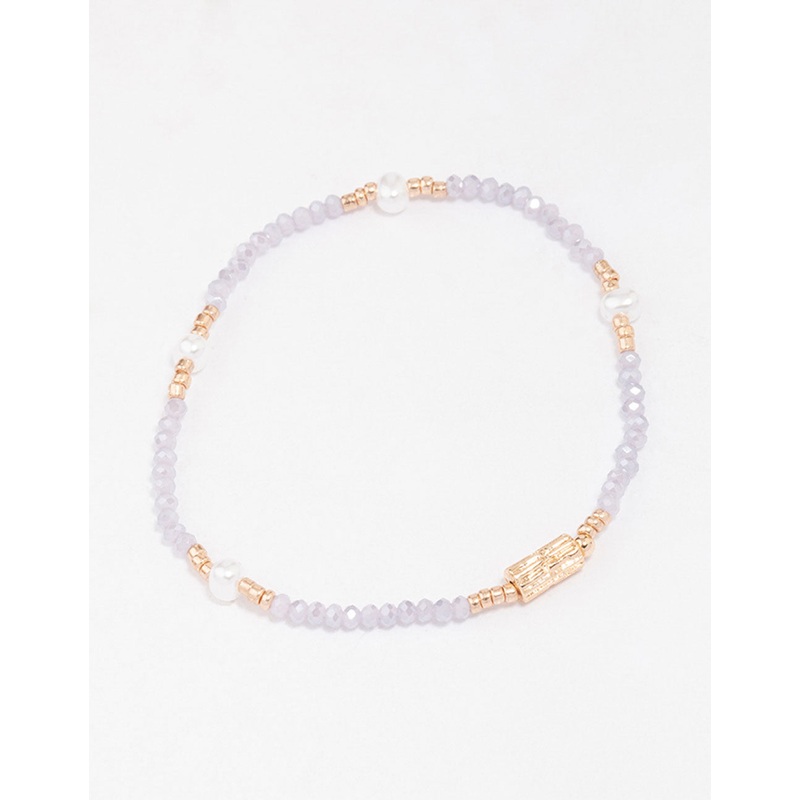 Lilac Beaded & Pearl Bracelet