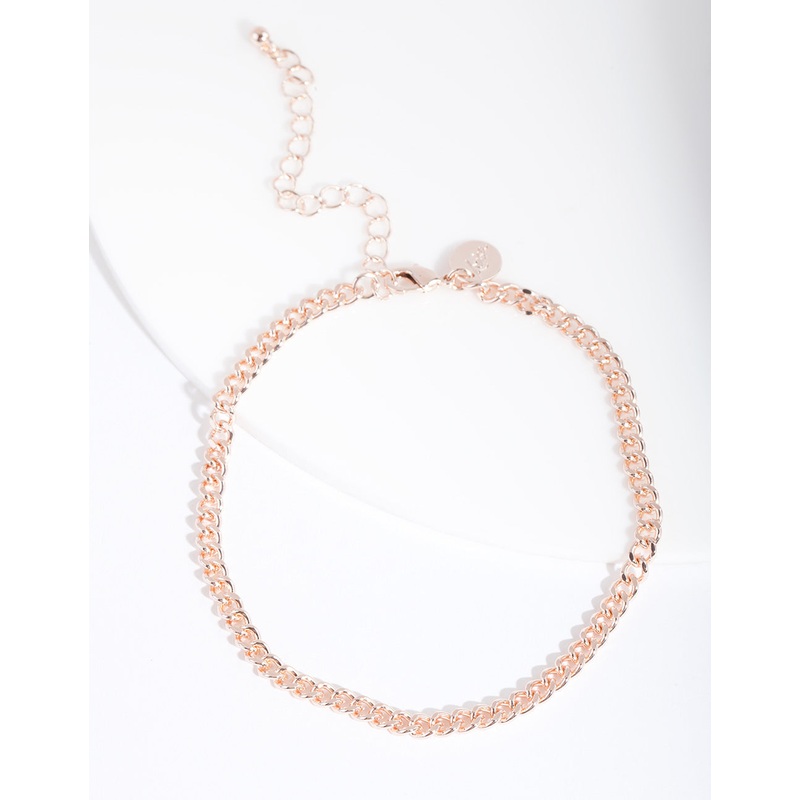 Rose Gold Diacut 5mm Curb Chain Anklet