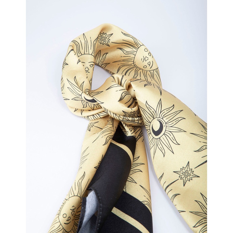 Black & Gold Fabric Celestial Sun Scarf