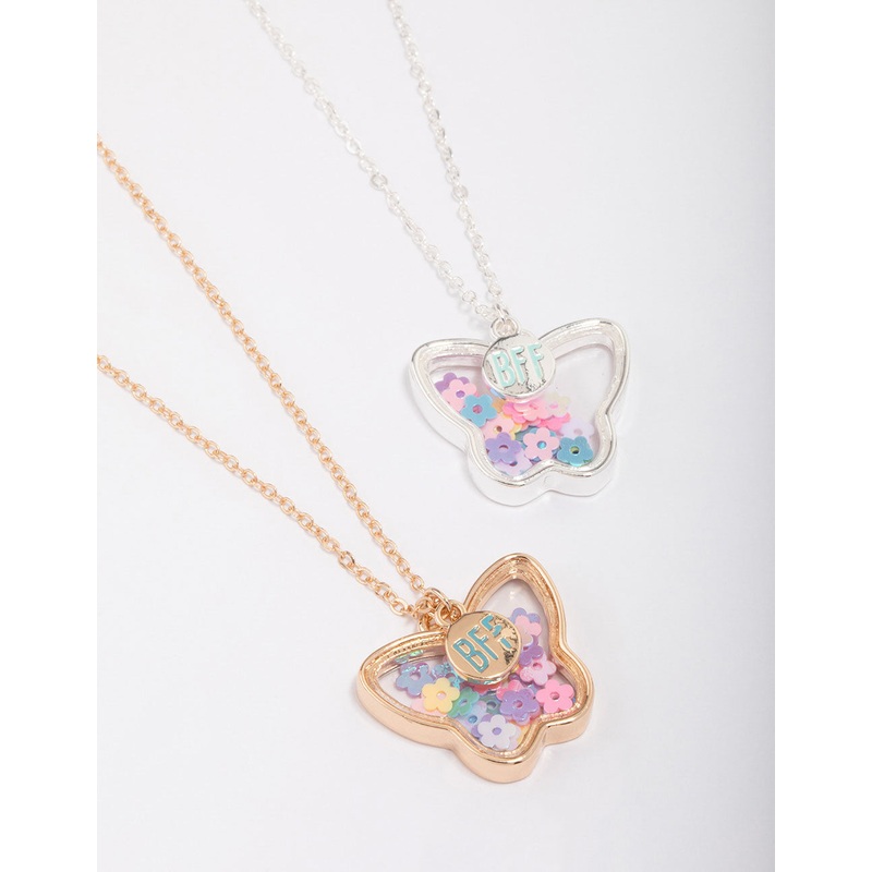 Kids Gold & Silver Butterfly Shaker Pendant Necklace Pack