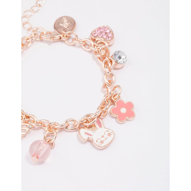 Kids Rose Gold Bunny Charm Bracelet