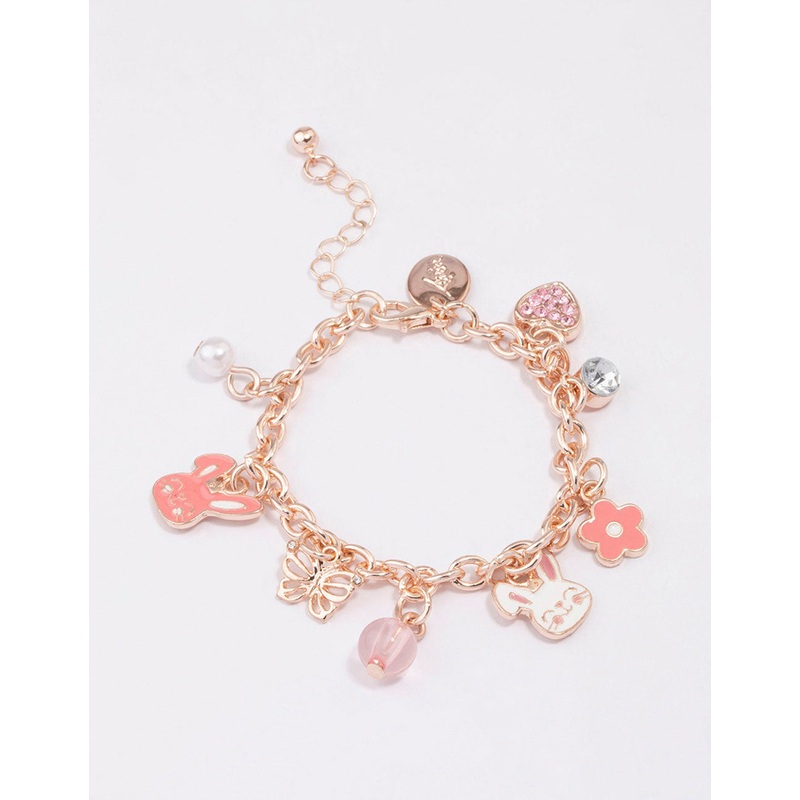 Kids Rose Gold Bunny Charm Bracelet