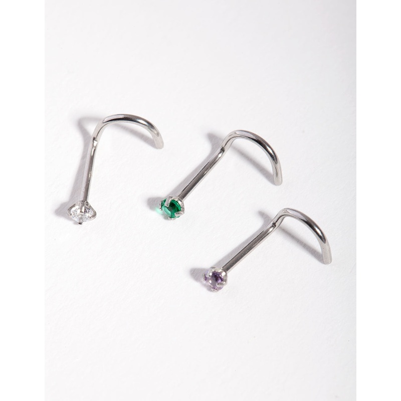 Surgical Steel Classic Gem Nose Stud Pack