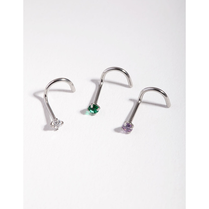 Surgical Steel Classic Gem Nose Stud Pack