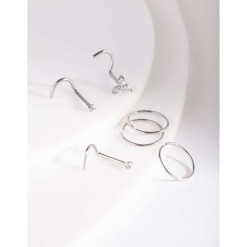 Surgical Steel Nose Ring & Stud 6-Pack