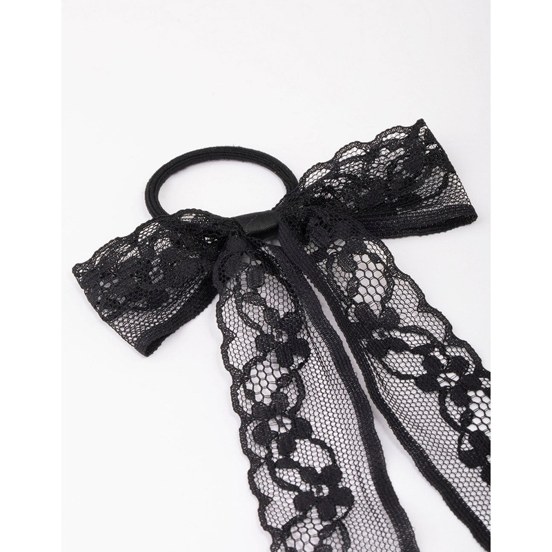 Black Lace Bow Hair Tie