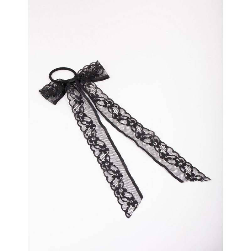 Black Lace Bow Hair Tie