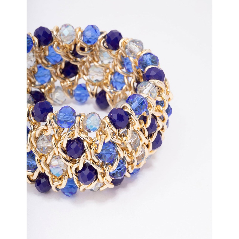 Gold Pave Multi-Stone Statement Bangle