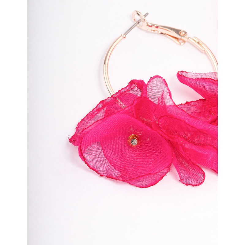 Rose Gold Flower Medium Hoop Earrings