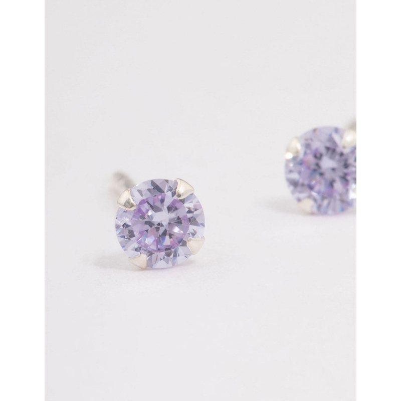 Sterling Silver Lilac Stud Earrings