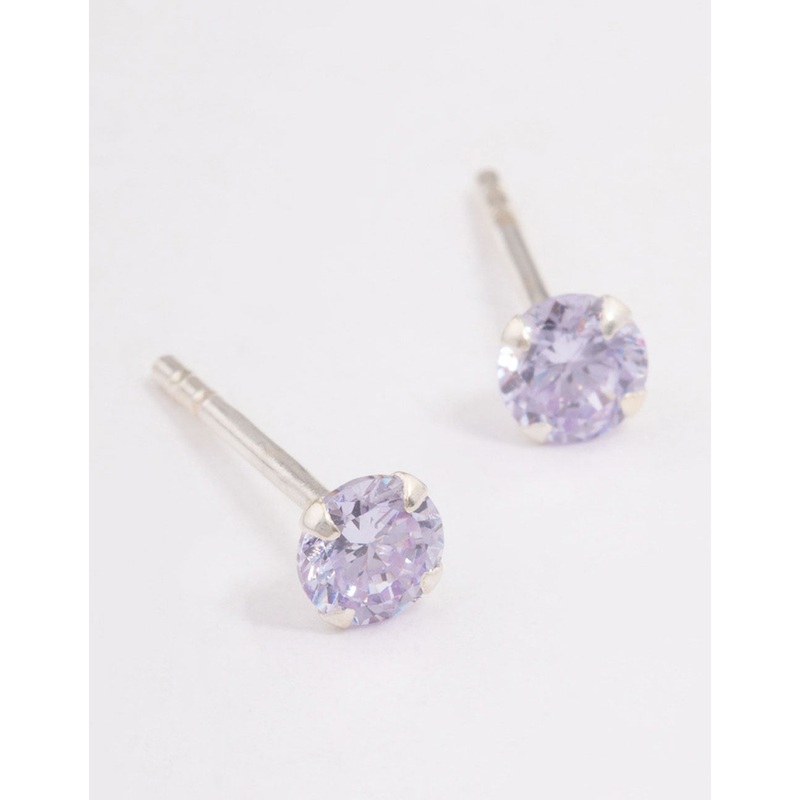 Sterling Silver Lilac Stud Earrings