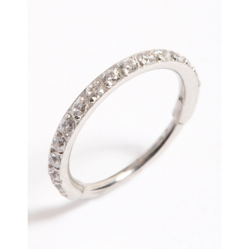 Surgical Steel Diamante Clicker Ring 8mm