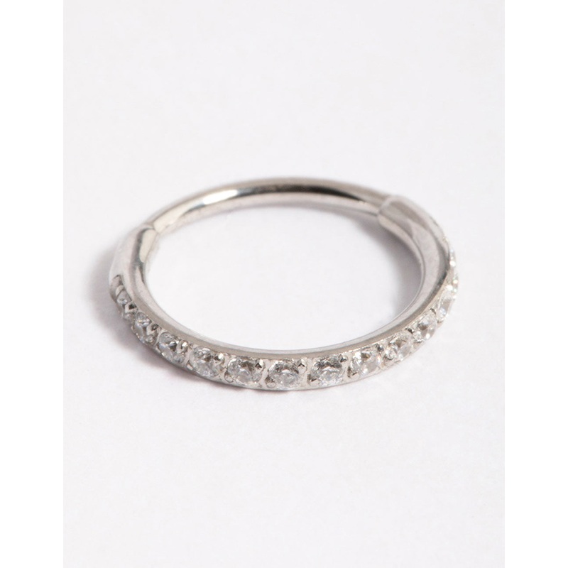 Surgical Steel Diamante Clicker Ring 8mm