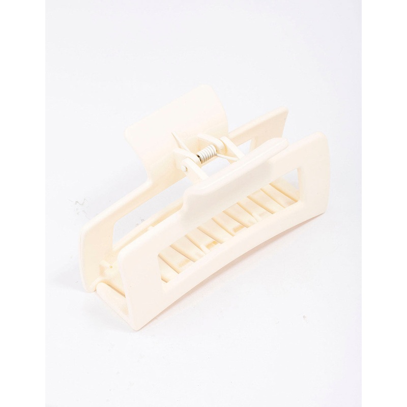 White Large Rectangular Hair Claw Clip