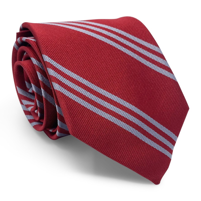 College Collection Stripes: Tie – Red/Gray