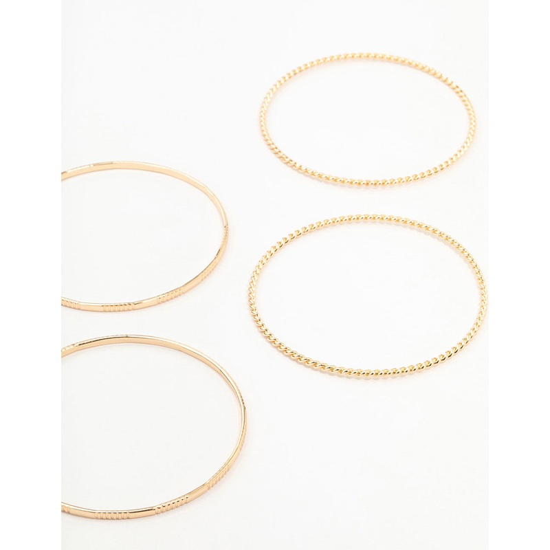 Gold Mixed Textured Bangle Bracelets 5-Pack