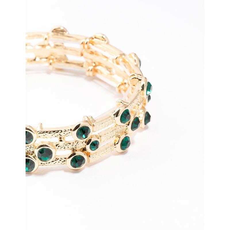 Gold Textured Diamante Bracelet