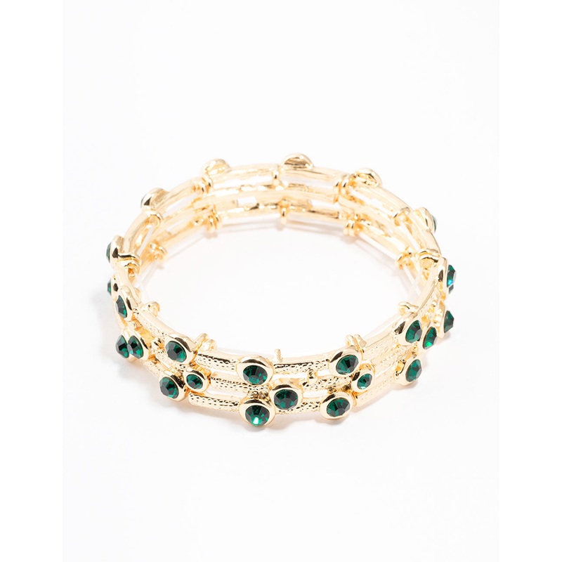 Gold Textured Diamante Bracelet