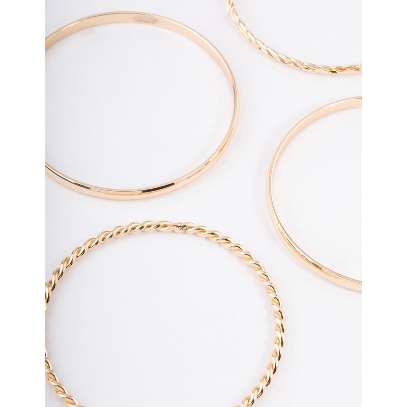Gold Twisted & Plain Bracelet 6-Pack