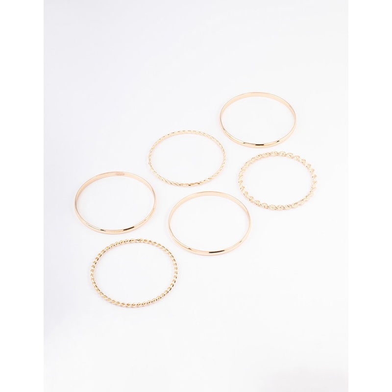 Gold Twisted & Plain Bracelet 6-Pack