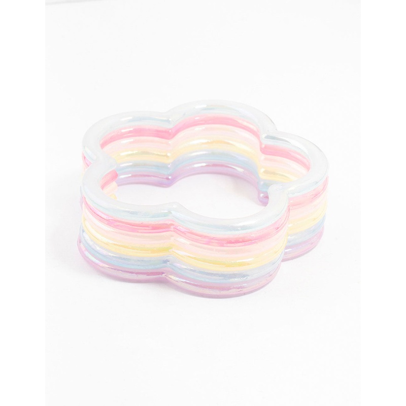 Kids Pastel  Flower Bangles 6-Pack
