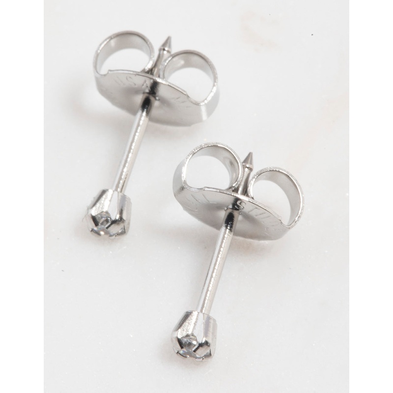 Surgical Steel Cubic Zirconia Piercing Stud 2mm