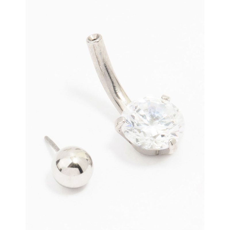 Surgical Steel Round Cubic Zirconia Mini Belly Piercing