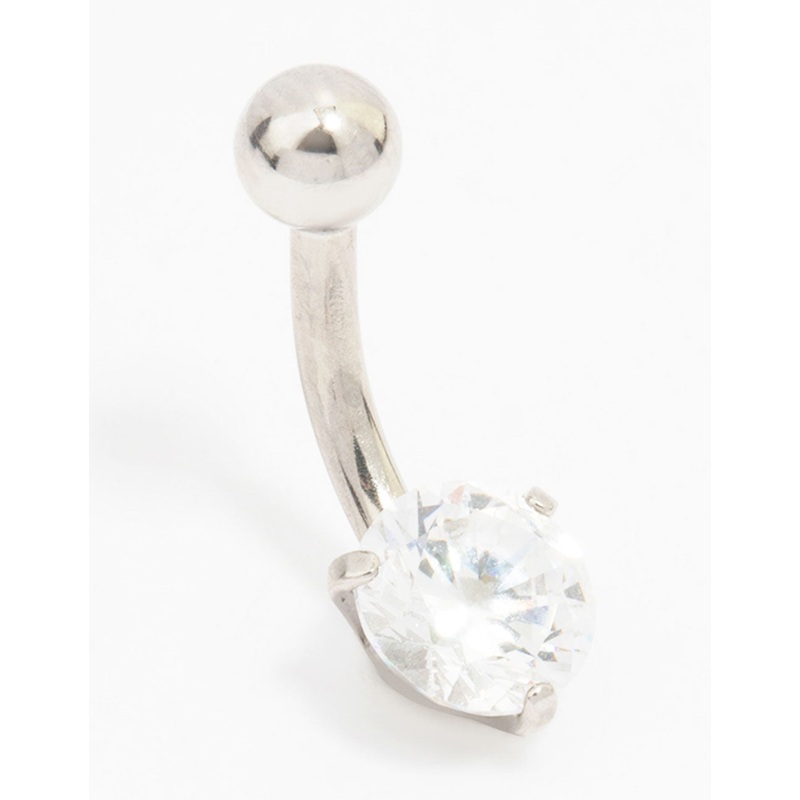 Surgical Steel Round Cubic Zirconia Mini Belly Piercing