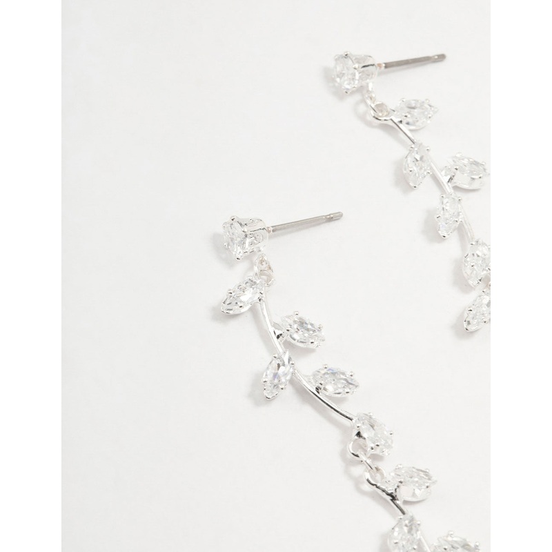 Cubic Zirconia Leaf Drop Earrings
