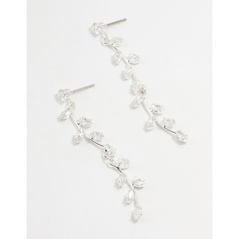 Cubic Zirconia Leaf Drop Earrings