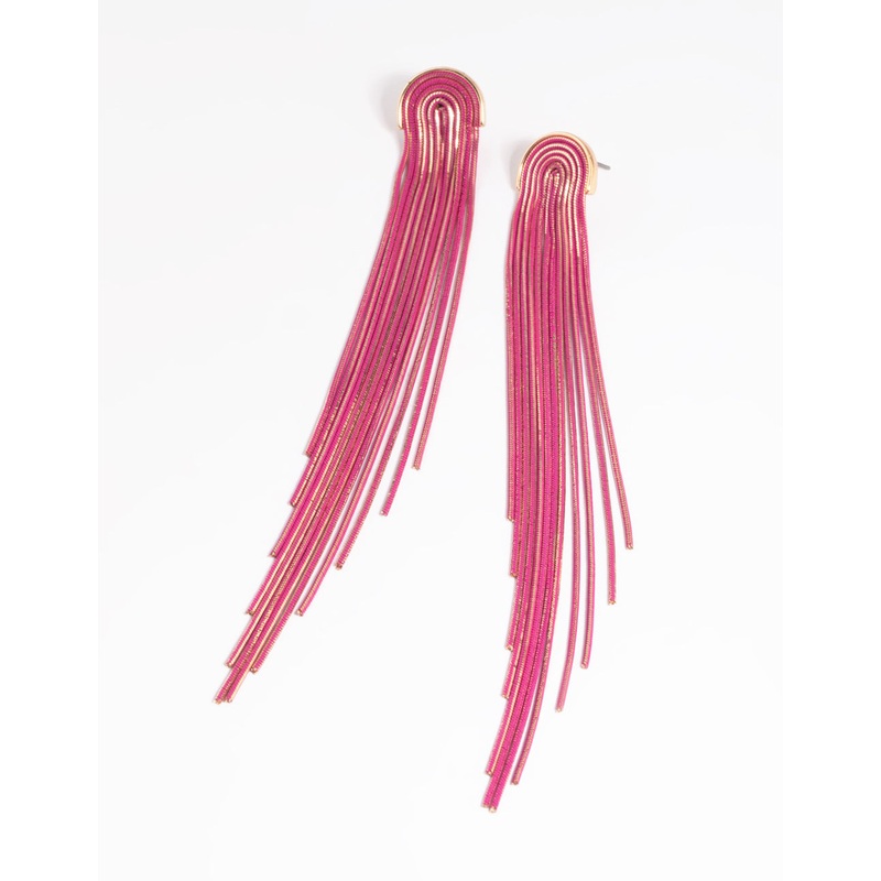 Fuchsia Waterfall Chain Drop Earrings