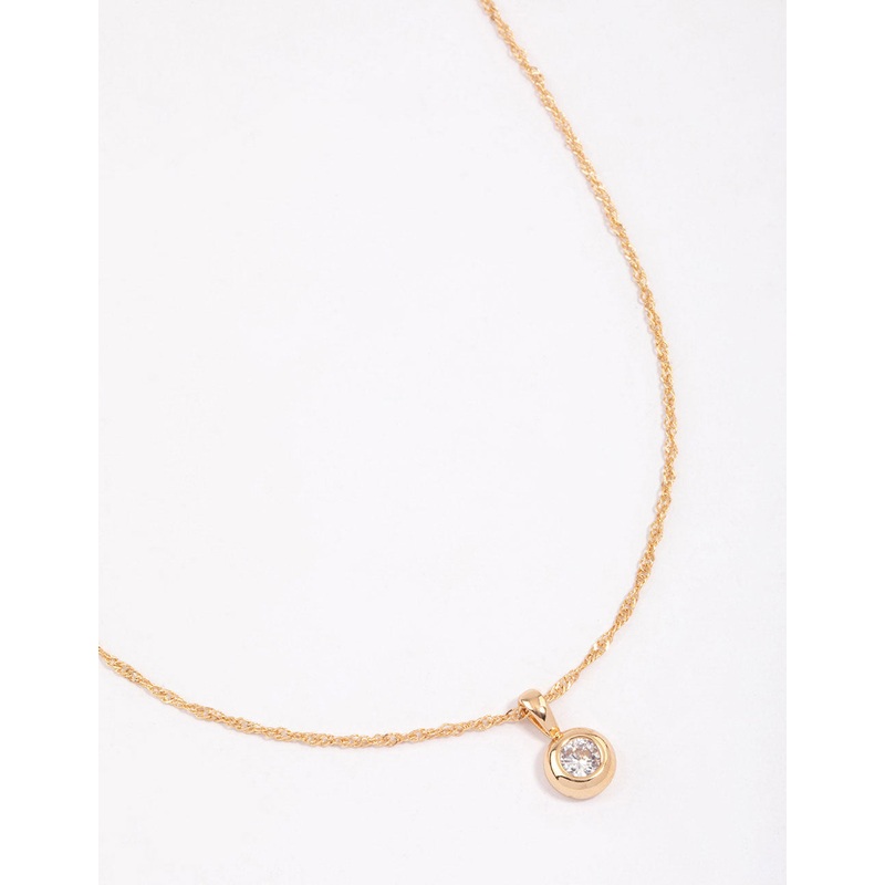 Gold Bezel Diamante Drop Necklace & Polishing Set
