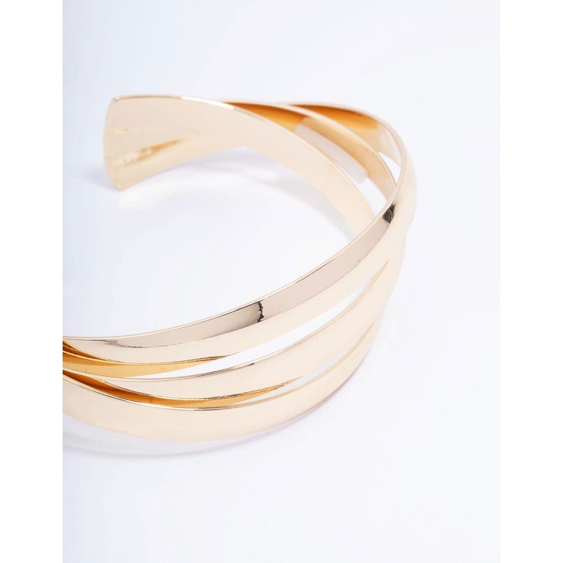 Gold Plated Chunky Twisted Wrist Cuff