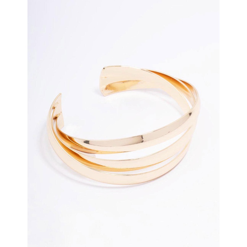 Gold Plated Chunky Twisted Wrist Cuff