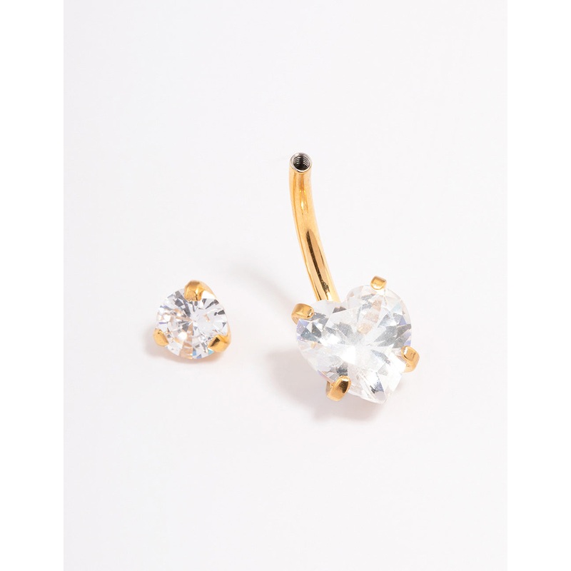 Gold Plated Surgical Steel Love Heart Claw Belly Ring