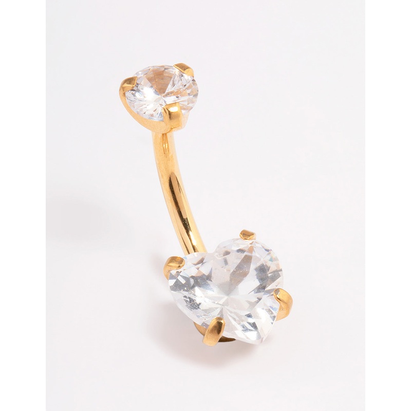Gold Plated Surgical Steel Love Heart Claw Belly Ring