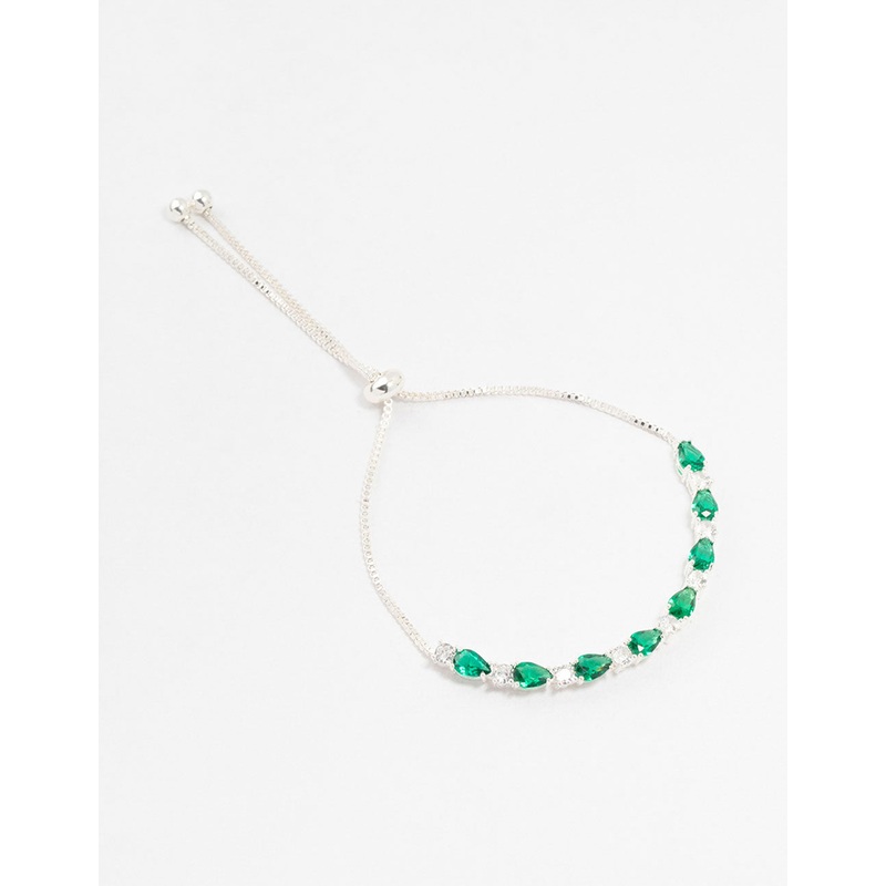 Silver Emerald Cubic Zirconia Toggle Bracelet