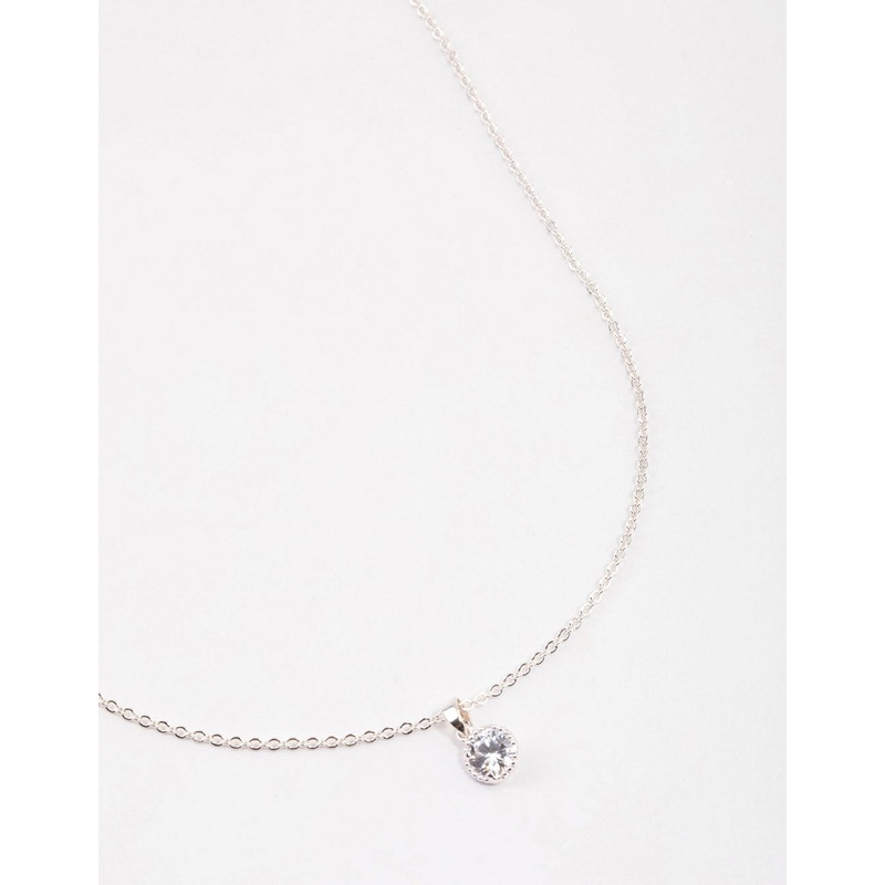 Silver Encased Diamante Drop Necklace & Polishing Set