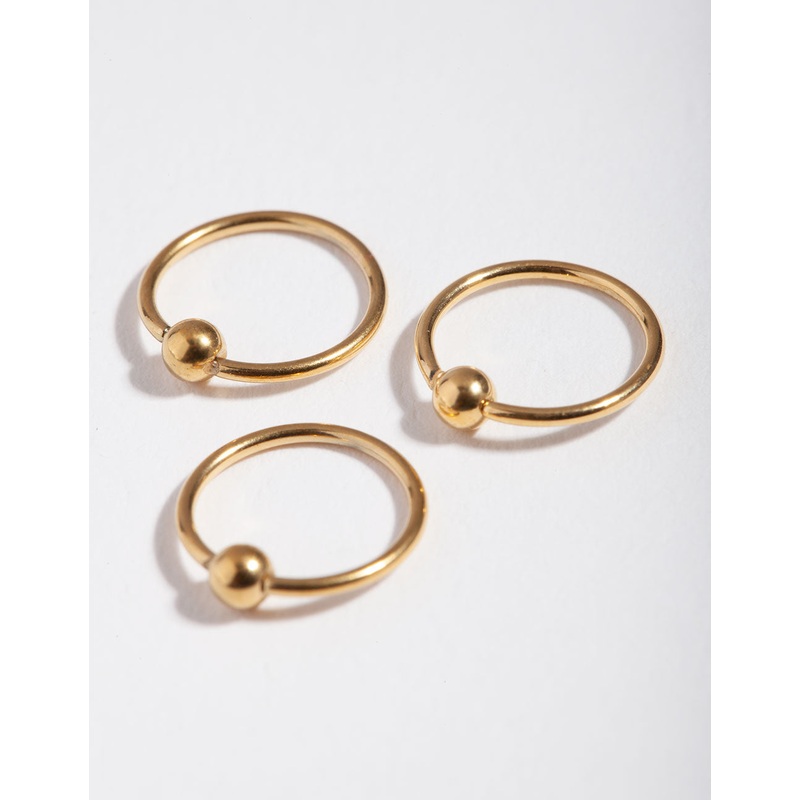 Surgical Steel Gold Ball Upper Hoop Earring Pack