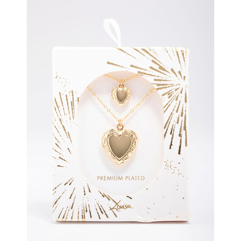 Gold Plated Ornate Heart Pendant Necklace Pack