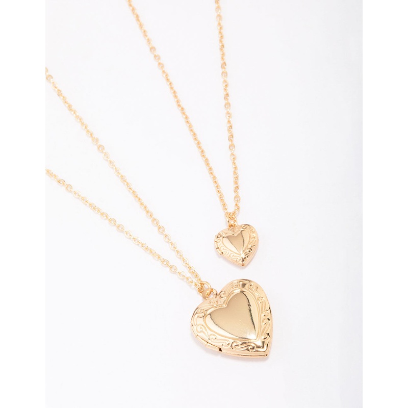 Gold Plated Ornate Heart Pendant Necklace Pack