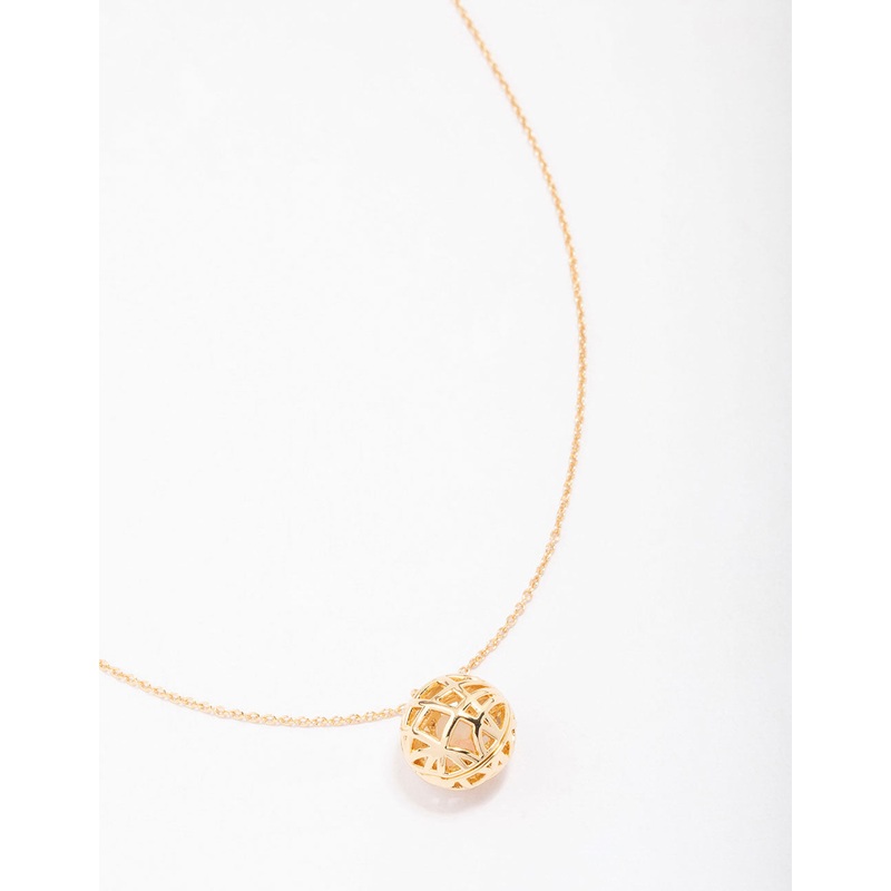 Gold Plated Sphere Pendant Necklace