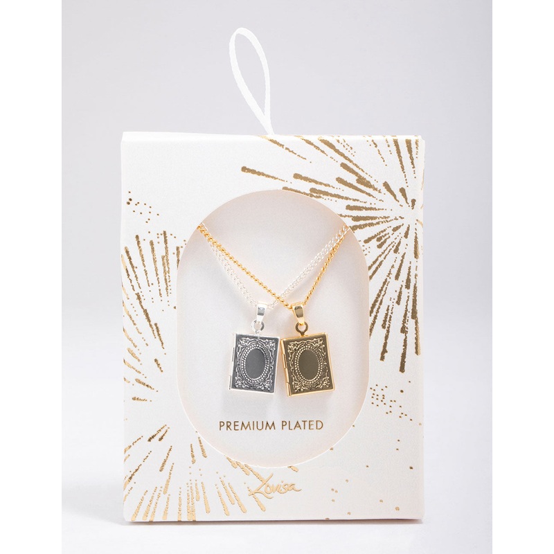 Gold & Silver Plated Locket Pendant Necklace Pack
