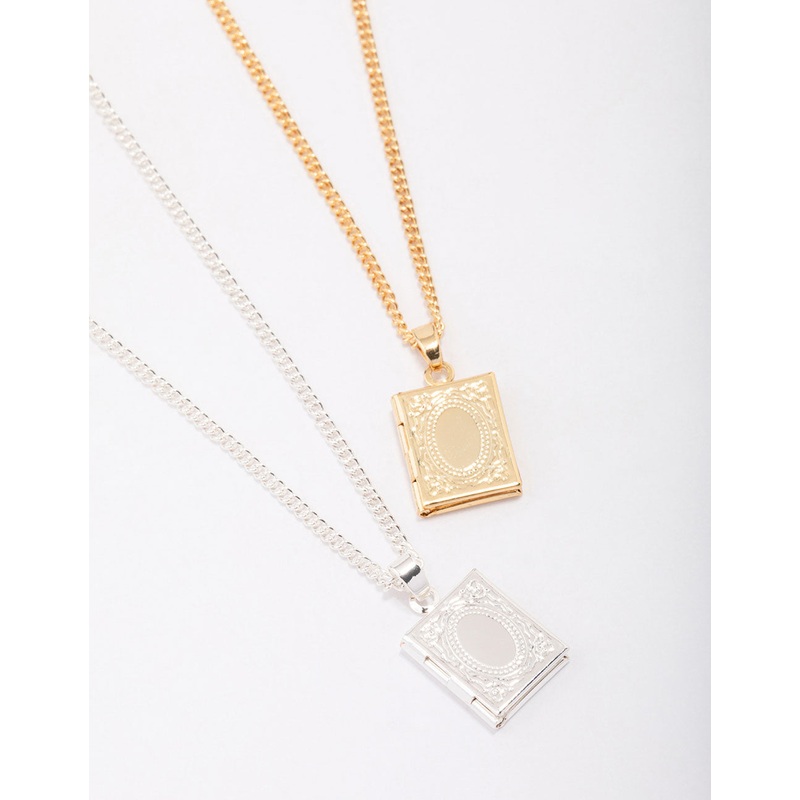 Gold & Silver Plated Locket Pendant Necklace Pack